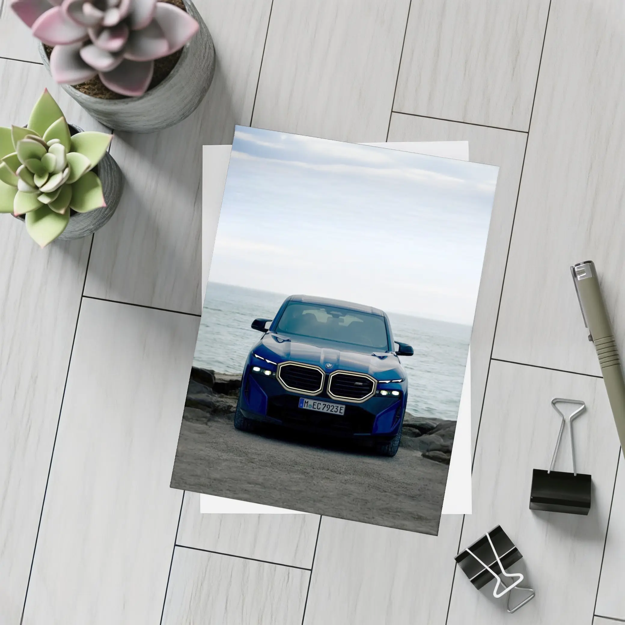 BMW XM Front View Ocean Background – Postcards