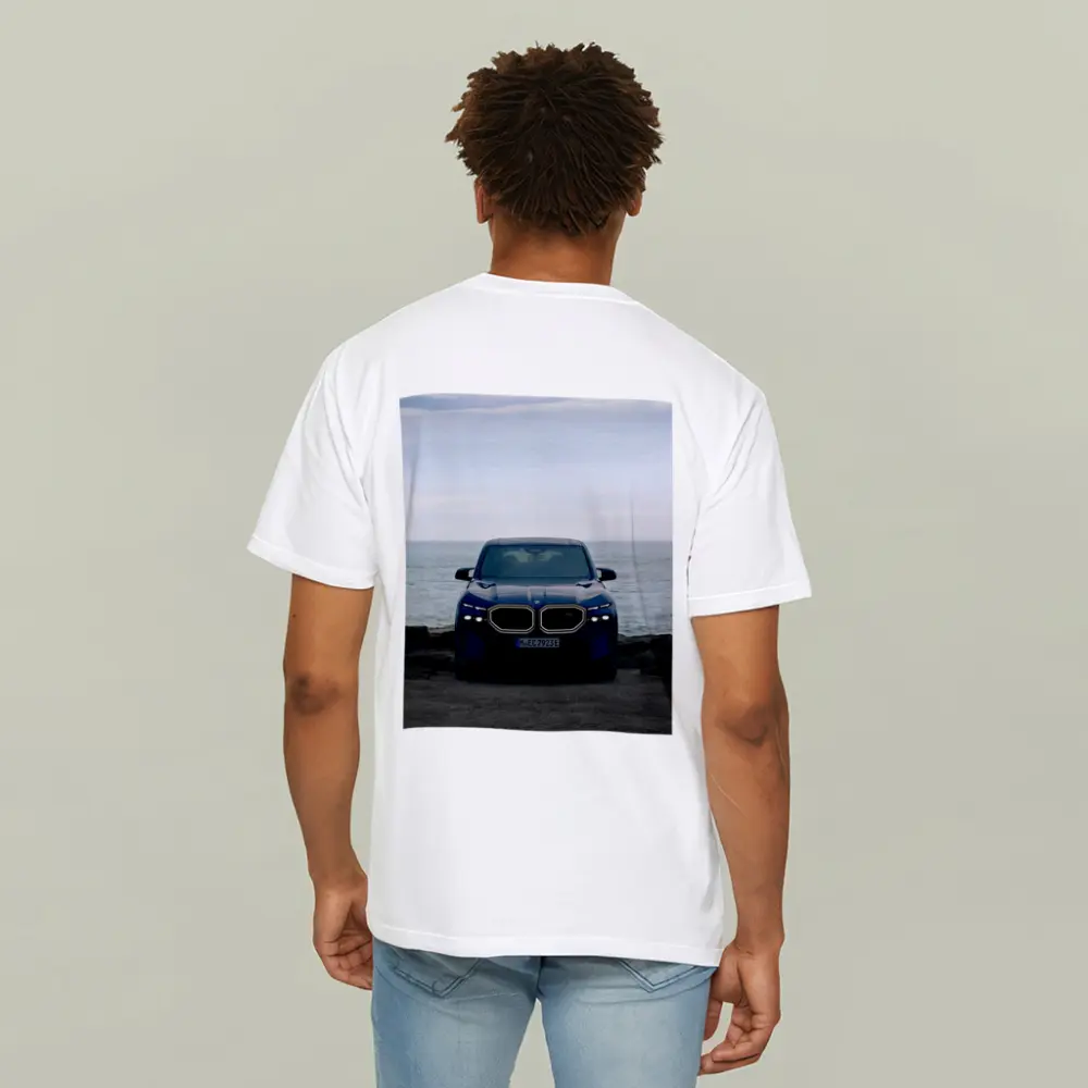 BMW XM Front View Ocean Background – T-Shirts