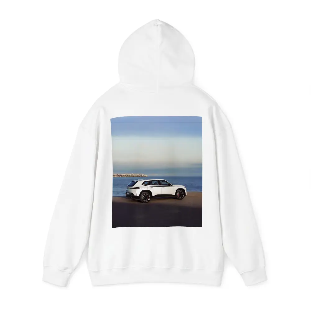 BMW XM White SUV Coastal Ocean View – Hoodies