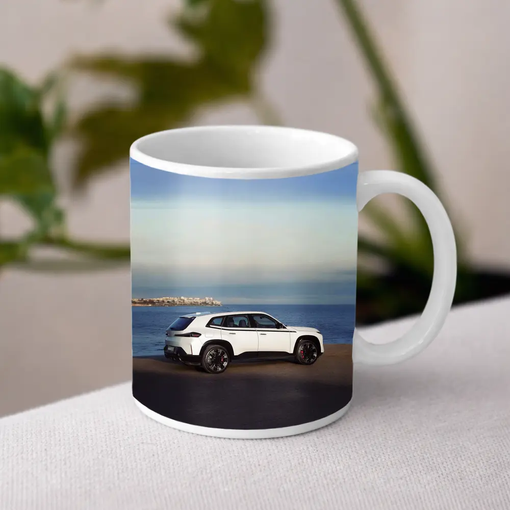 BMW XM White SUV Coastal Ocean View – Mugs