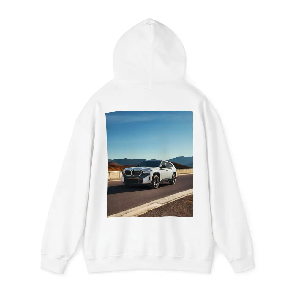 BMW XM White SUV Mountain Highway Drive – Hoodies