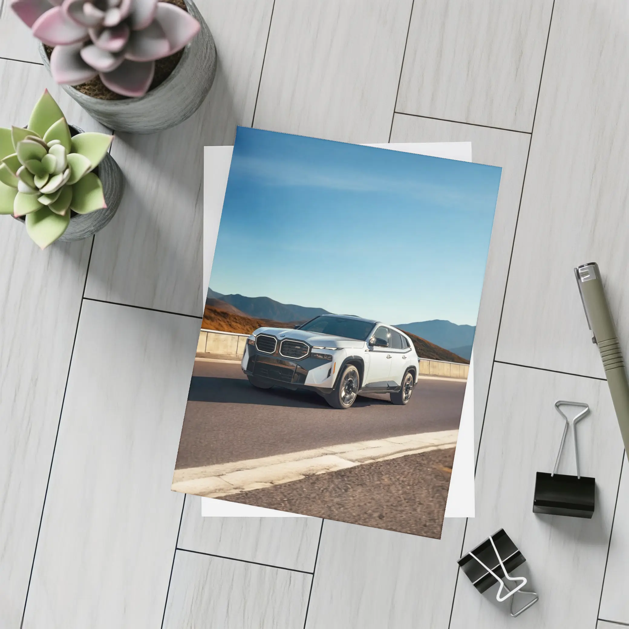 BMW XM White SUV Mountain Highway Drive – Postcards