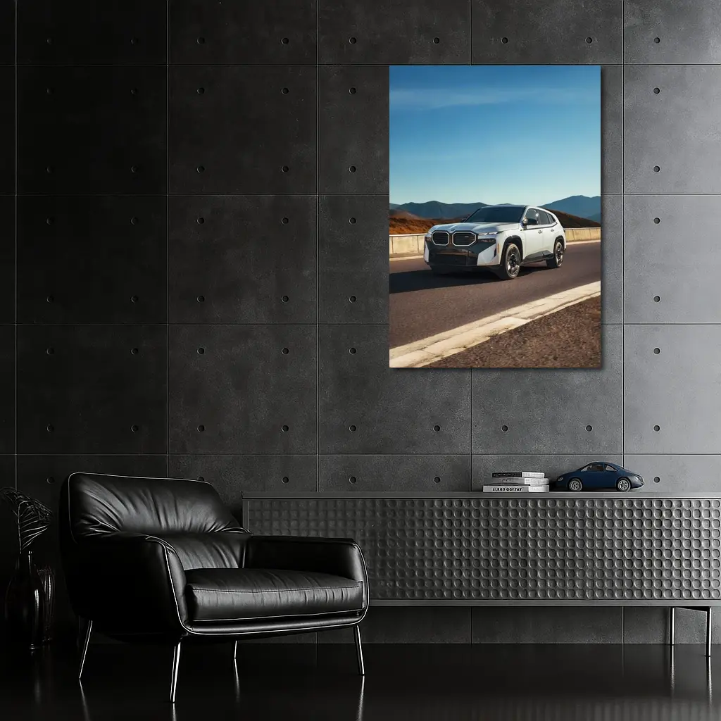 BMW XM White SUV Mountain Highway Drive – Wall Art