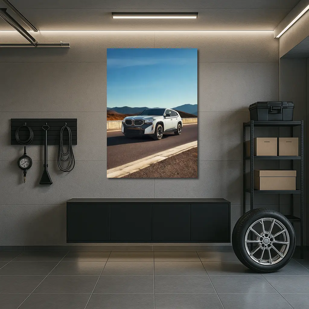 BMW XM White SUV Mountain Highway Drive – Wall Art