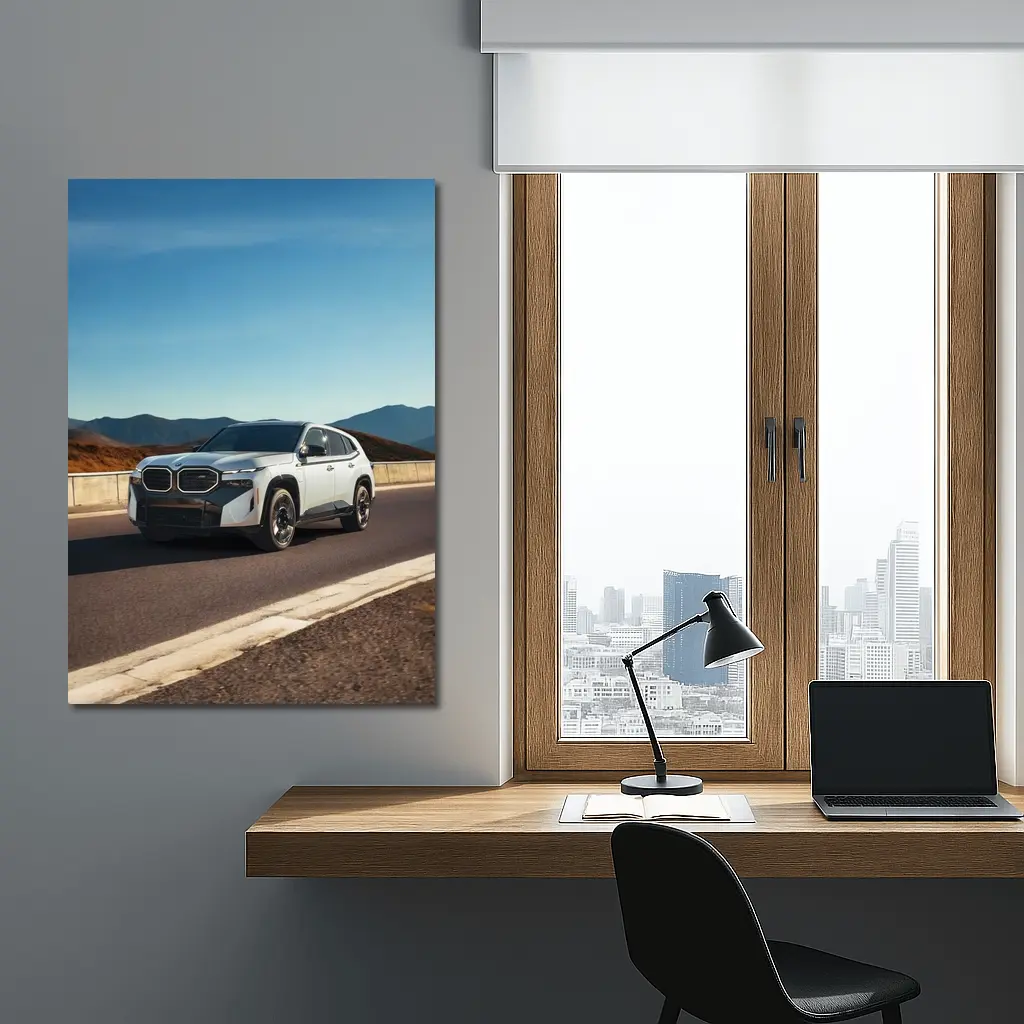 BMW XM White SUV Mountain Highway Drive – Wall Art