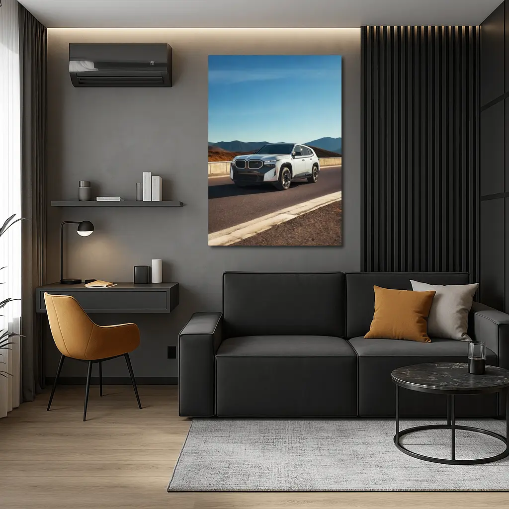 BMW XM White SUV Mountain Highway Drive – Wall Art