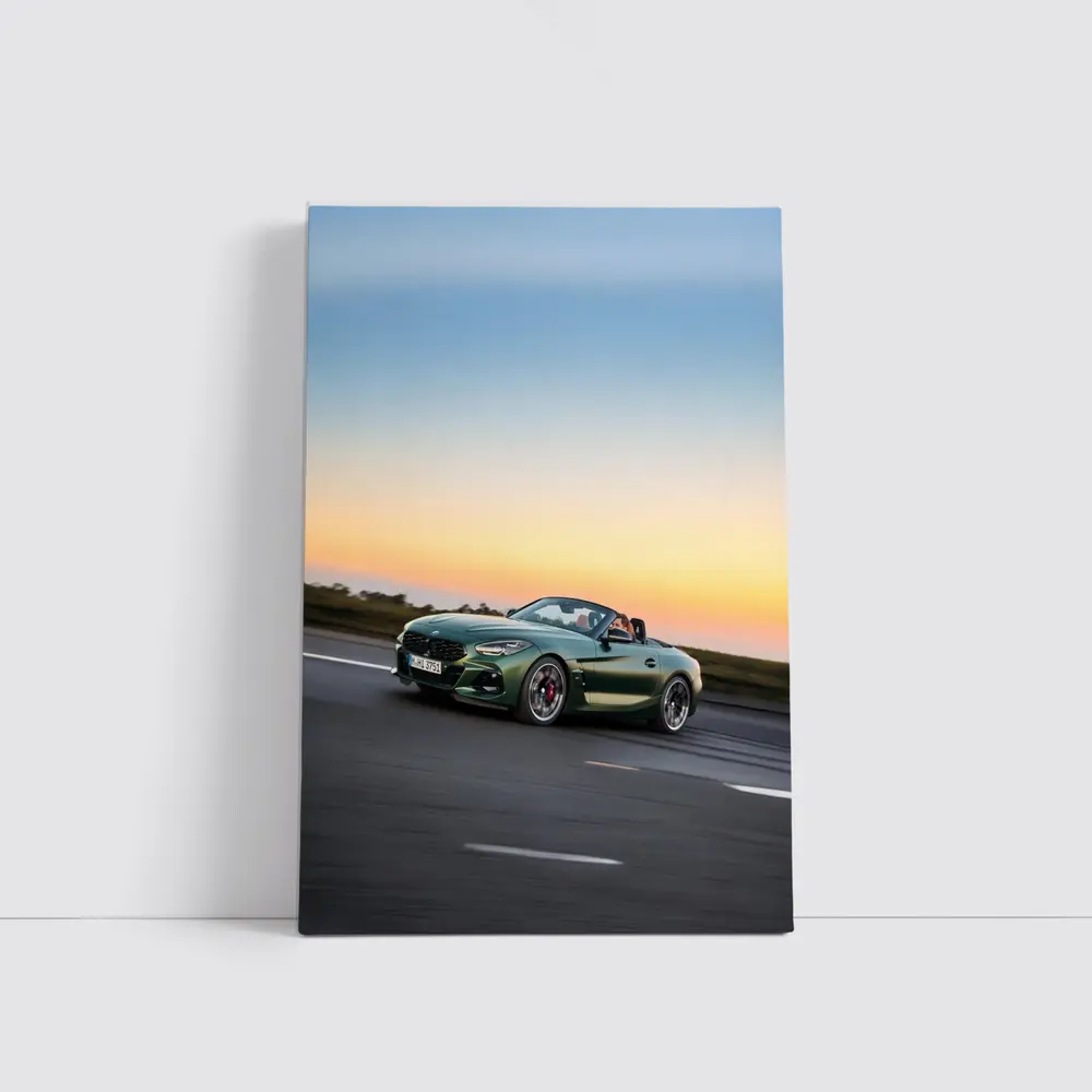 BMW Z4 Green Roadster Sunset Highway Drive – Wall Art