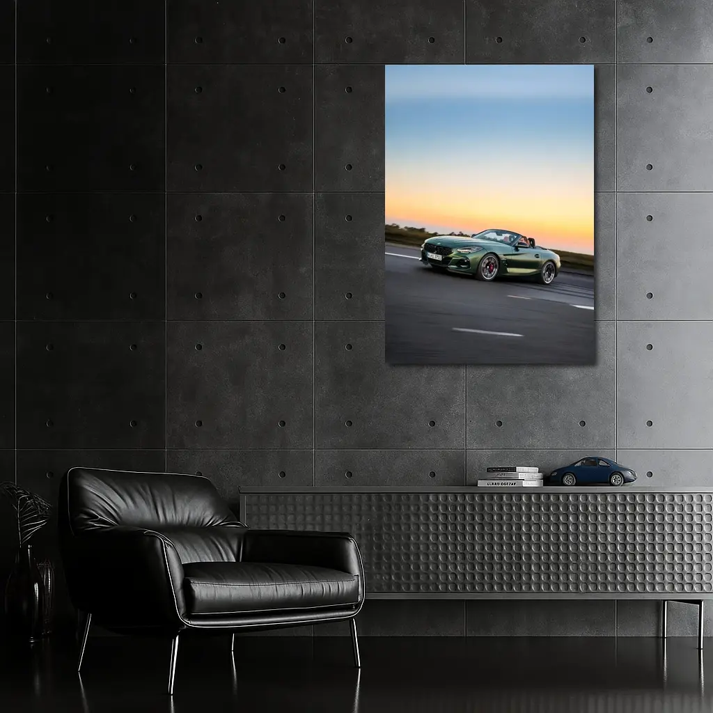 BMW Z4 Green Roadster Sunset Highway Drive – Wall Art
