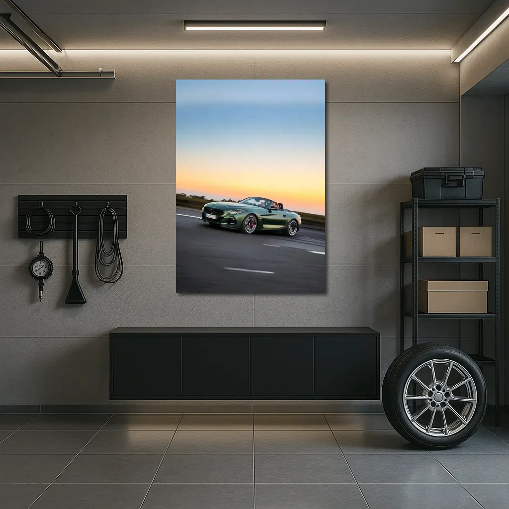 BMW Z4 Green Roadster Sunset Highway Drive – Wall Art