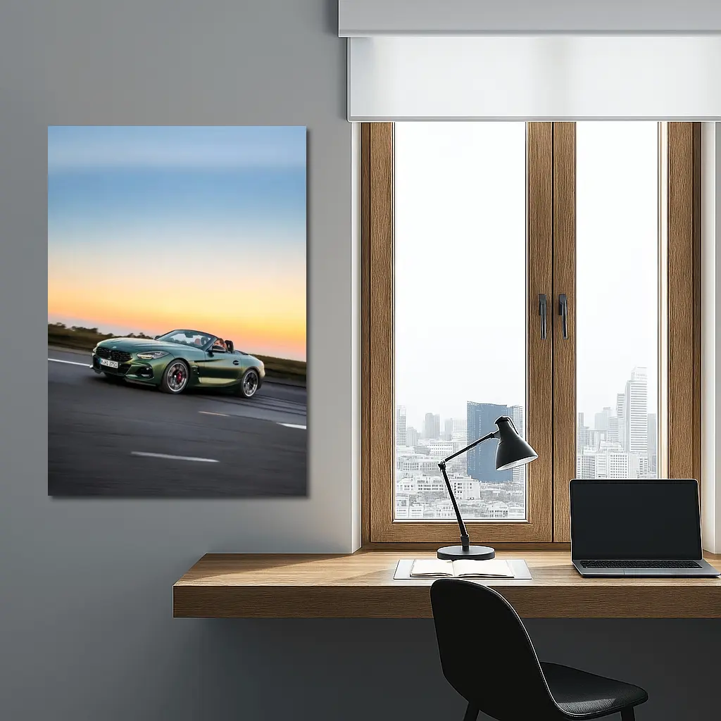 BMW Z4 Green Roadster Sunset Highway Drive – Wall Art