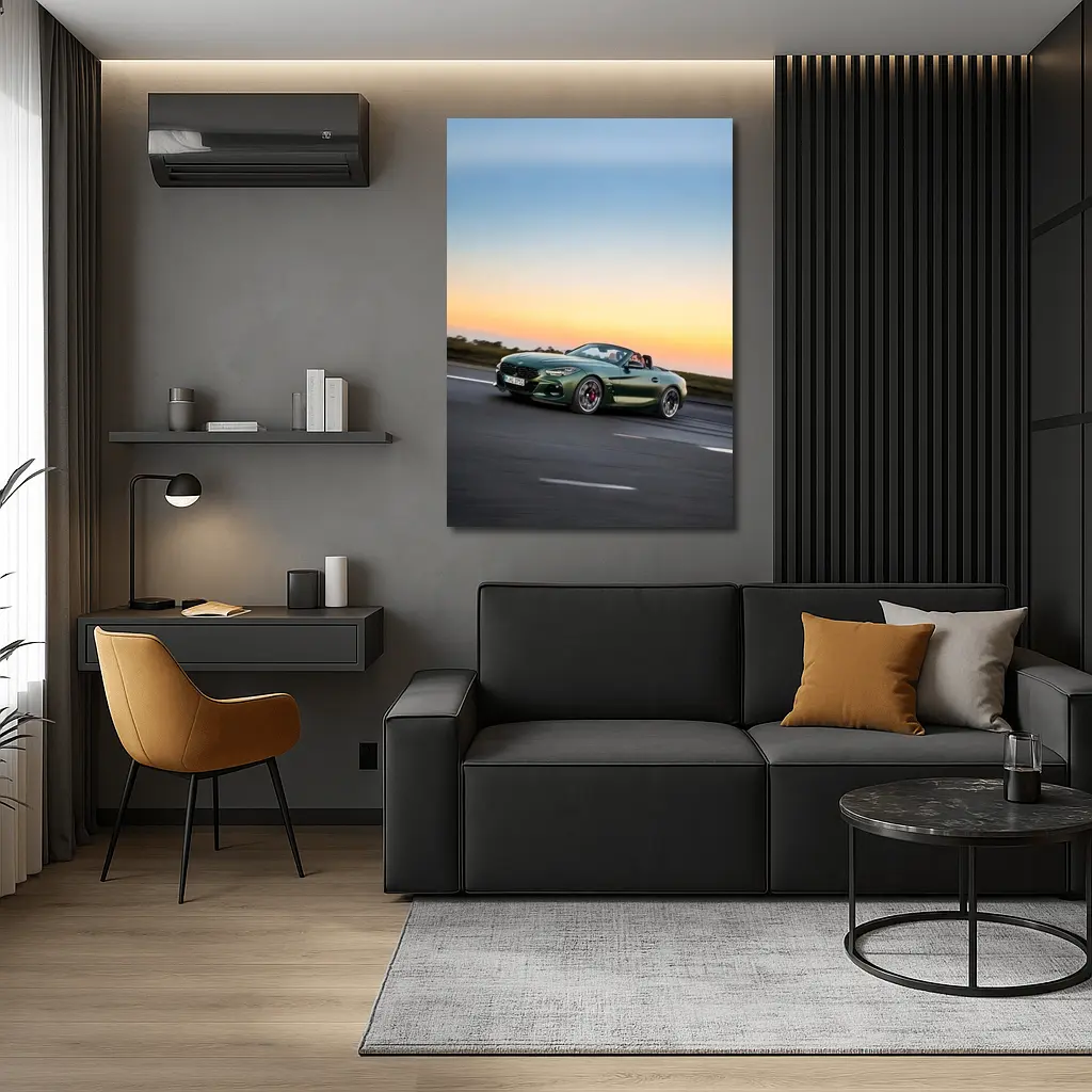 BMW Z4 Green Roadster Sunset Highway Drive – Wall Art