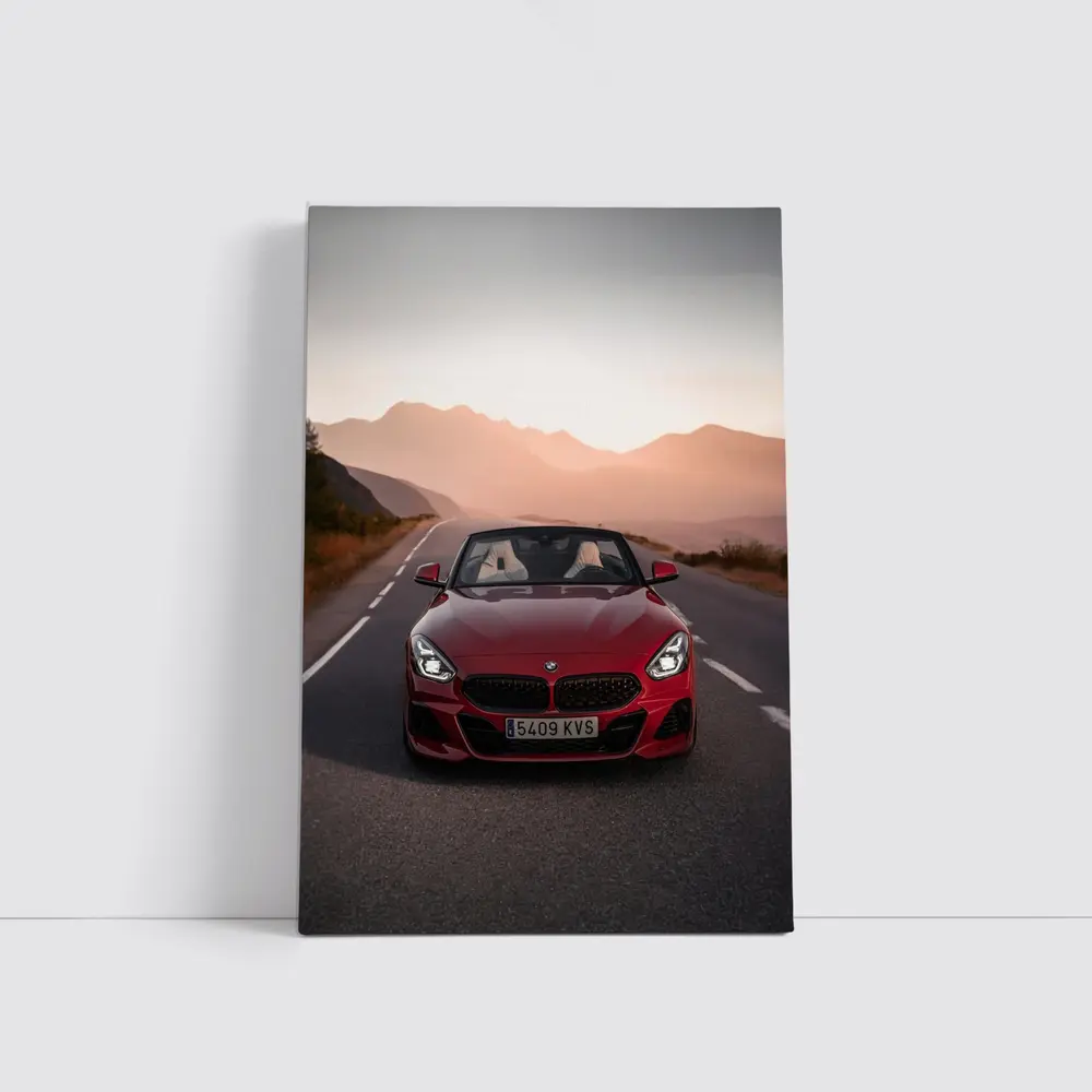 BMW Z4 Red Roadster Mountain Sunset Road – Wall Art