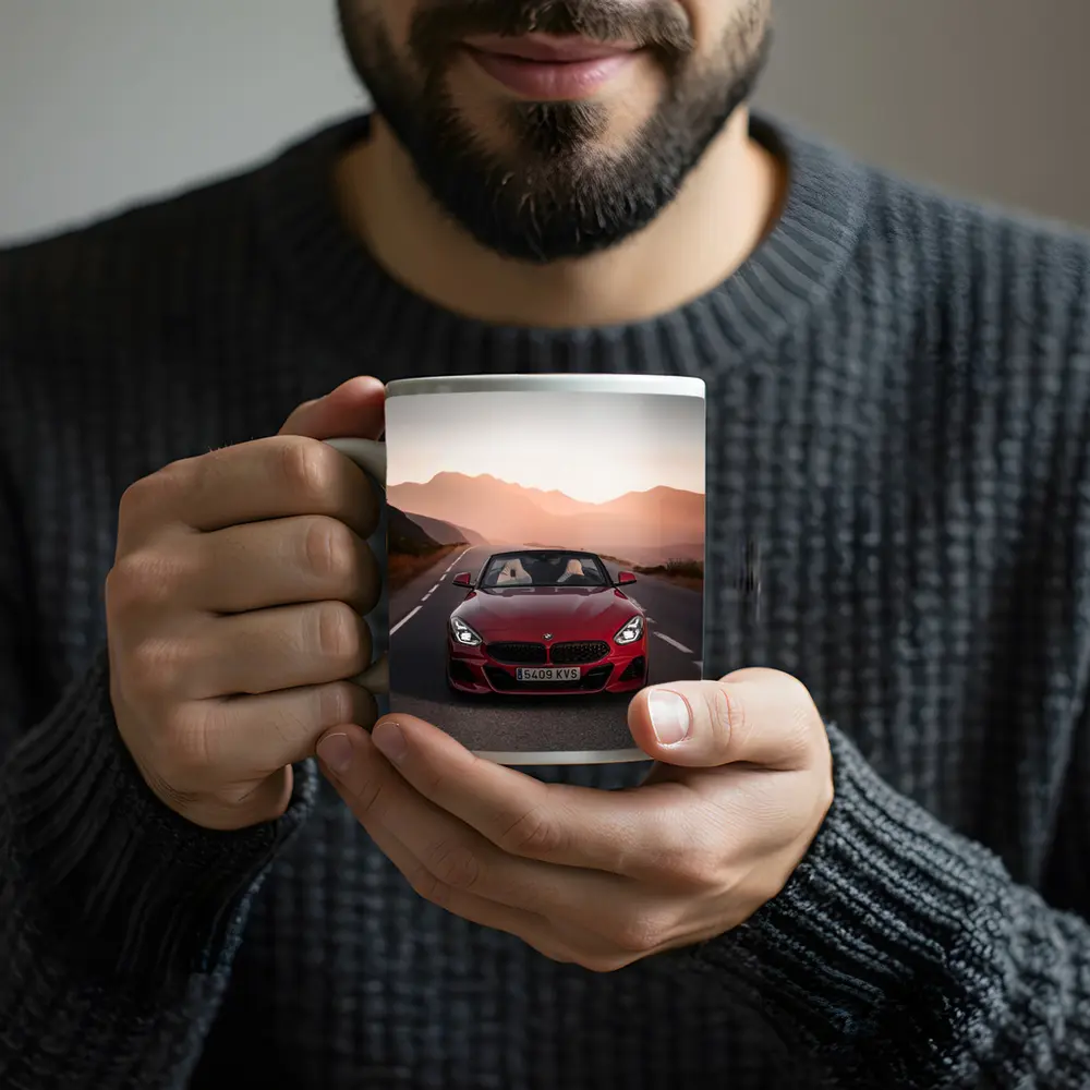 BMW Z4 Red Roadster Mountain Sunset Road – Mugs