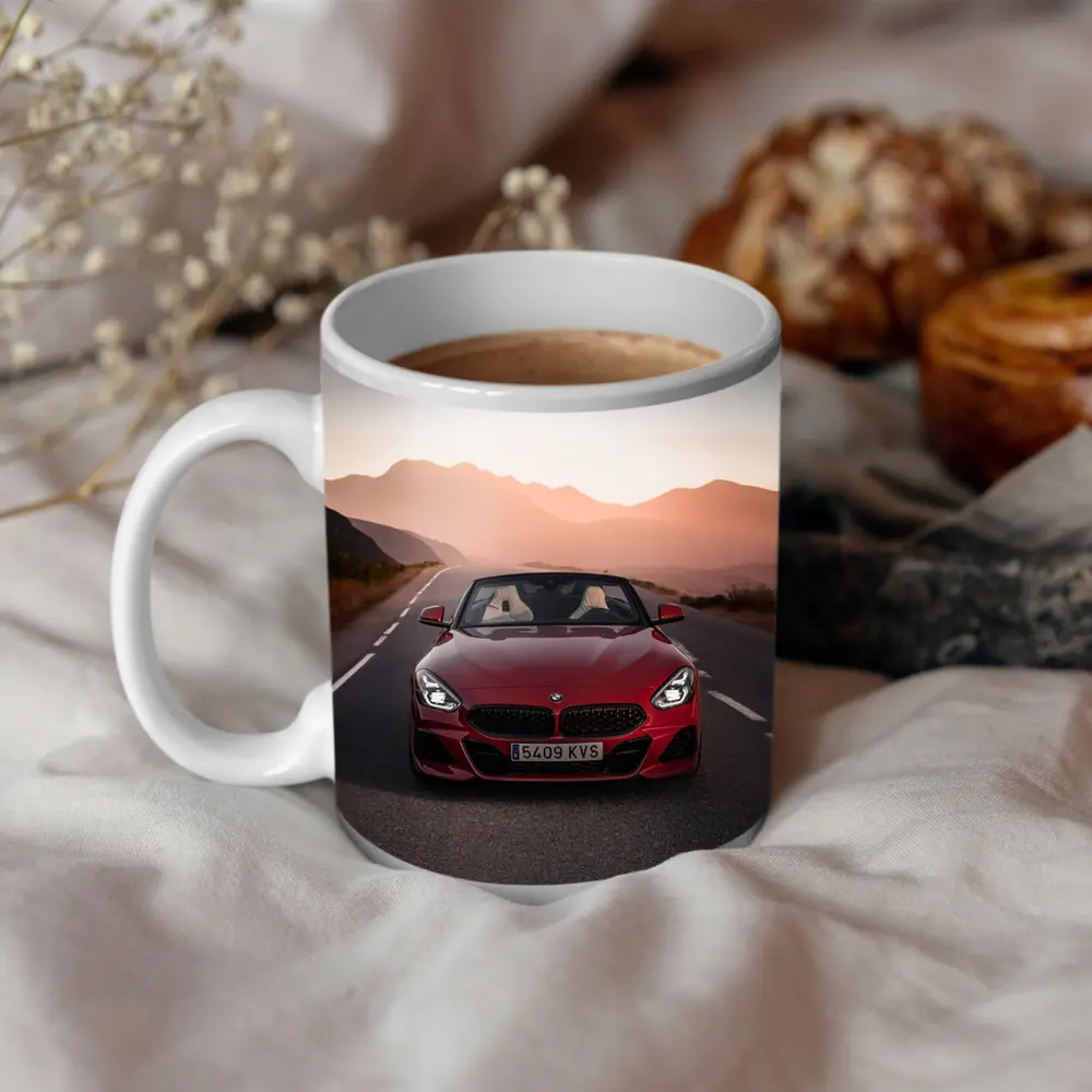 BMW Z4 Red Roadster Mountain Sunset Road – Mugs