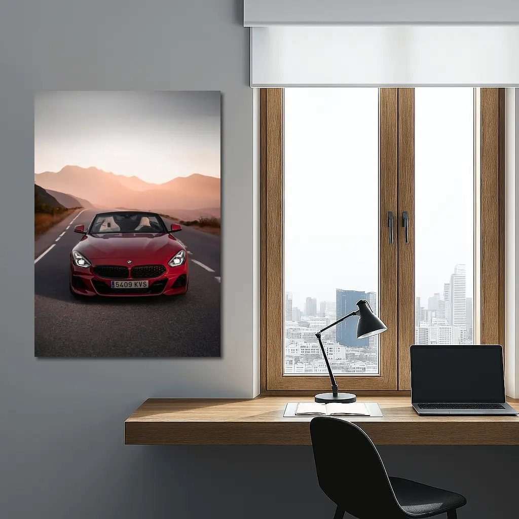 BMW Z4 Red Roadster Mountain Sunset Road – Wall Art