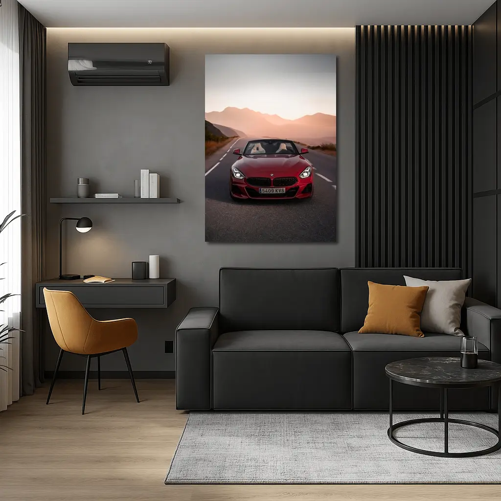 BMW Z4 Red Roadster Mountain Sunset Road – Wall Art