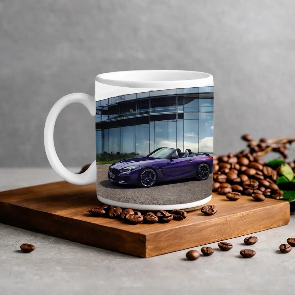 BMW Z4 Purple Roadster Glass Building – Mugs