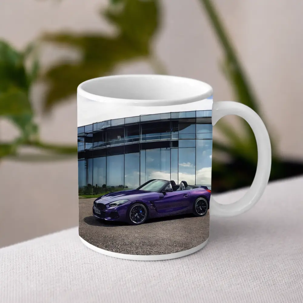 BMW Z4 Purple Roadster Glass Building – Mugs