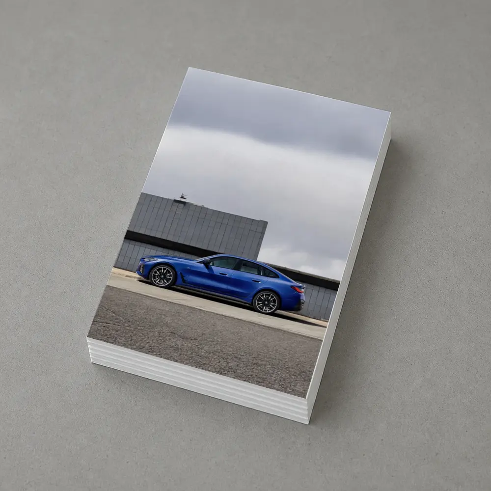 BMW i4 M50 Blue Urban Street Side – Postcards