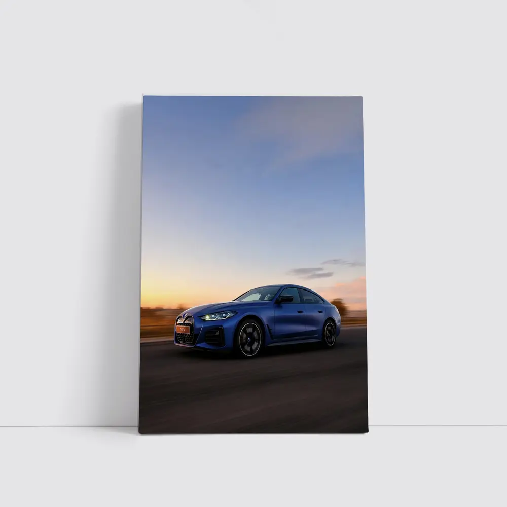BMW i4 Blue Sunset Road Drive – Wall Art