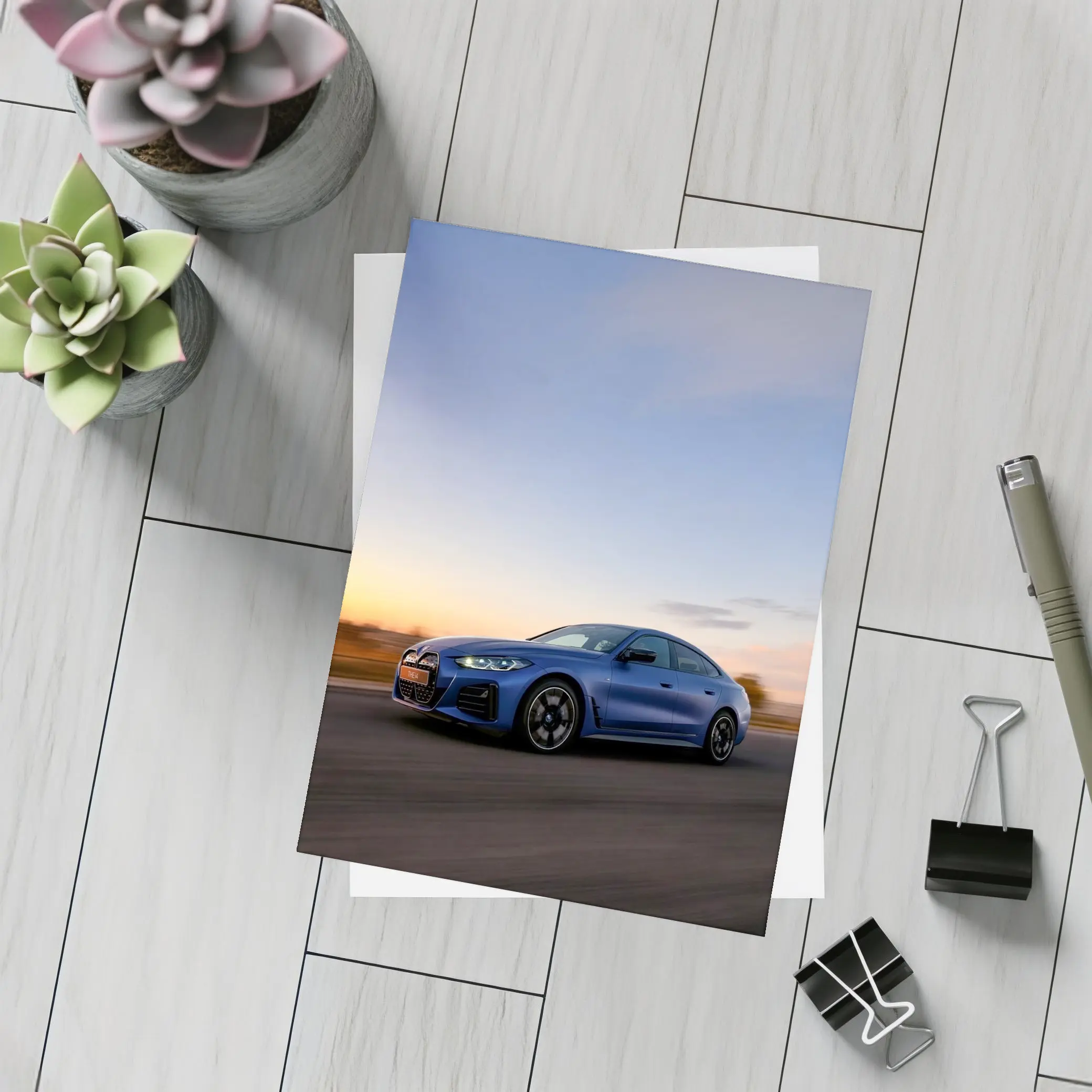 BMW i4 Blue Sunset Road Drive – Postcards