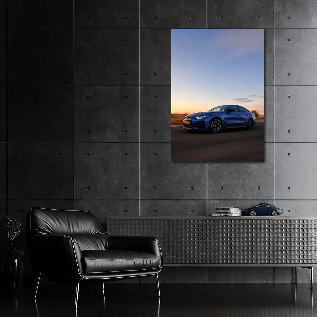 BMW i4 Blue Sunset Road Drive – Wall Art