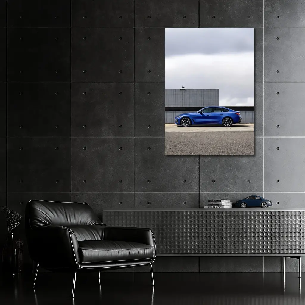 BMW i4 M50 Blue Urban Street Side – Wall Art