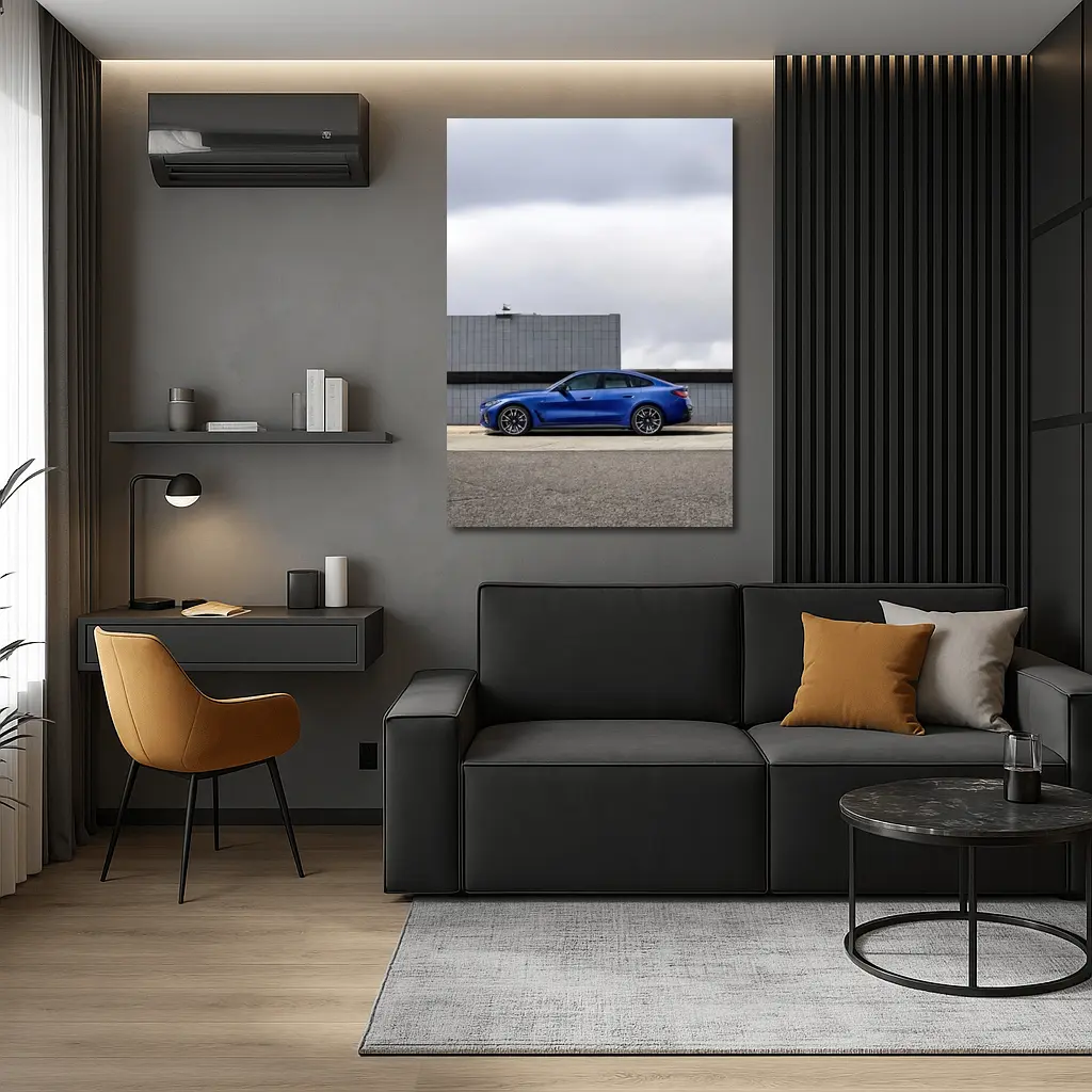 BMW i4 M50 Blue Urban Street Side – Wall Art