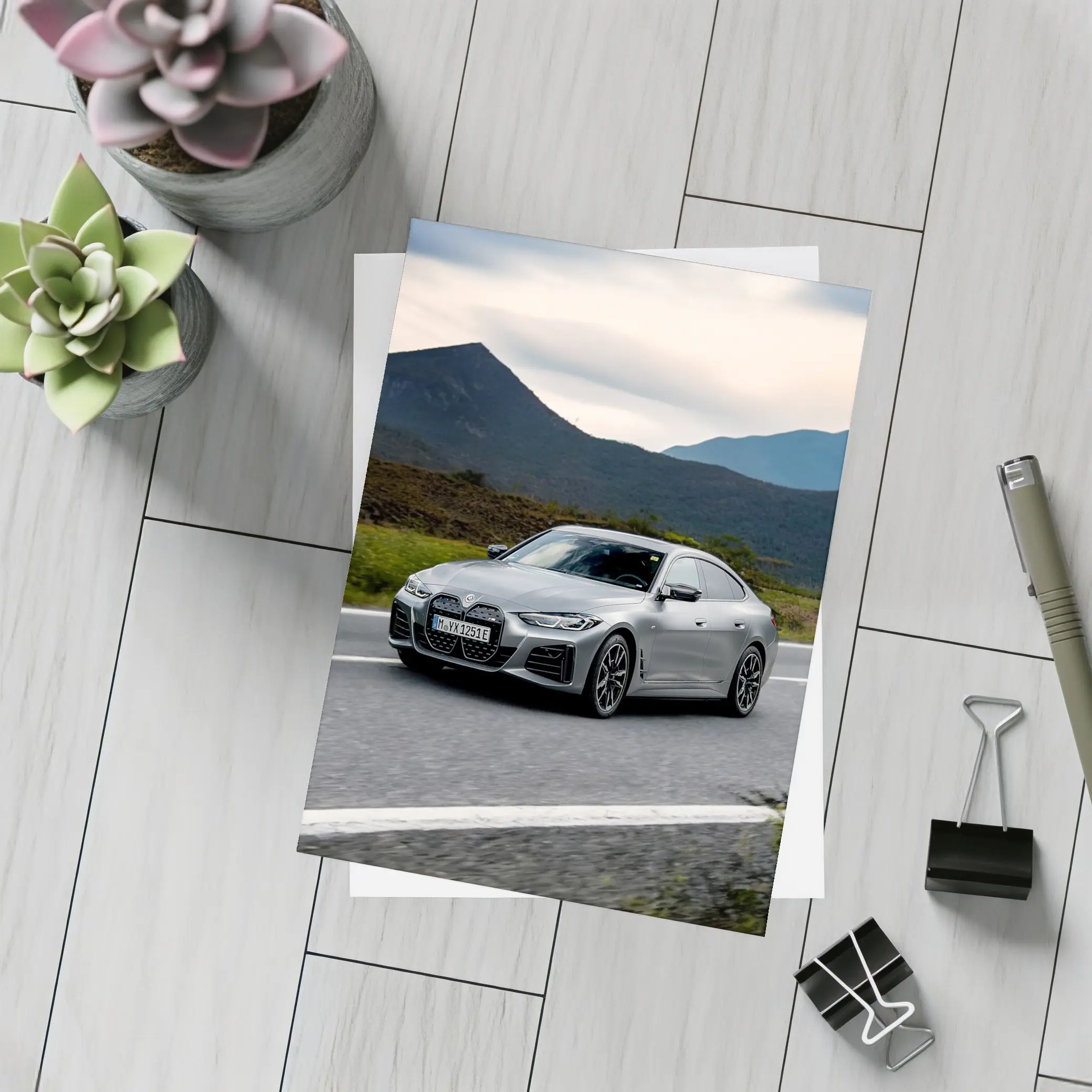 BMW i4 Gran Coupe Gray Mountain Road Drive – Postcards