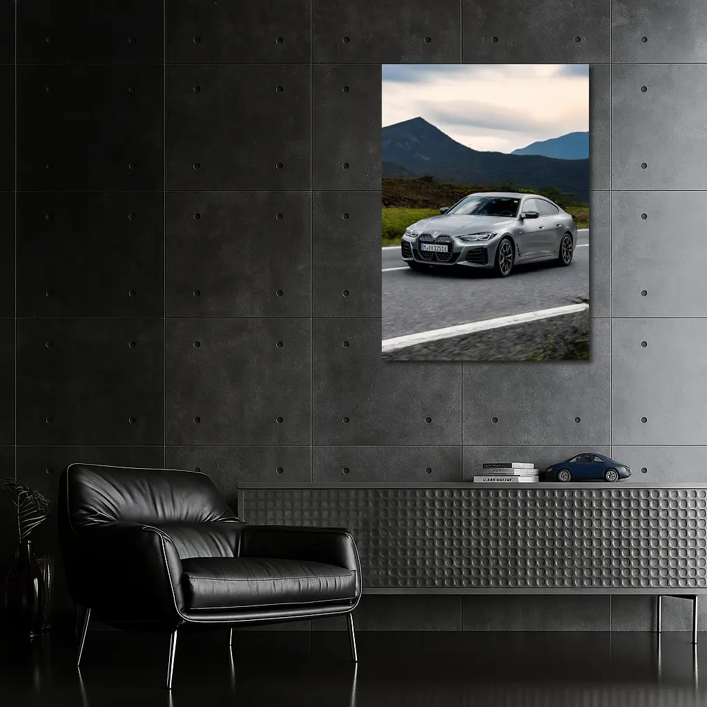 BMW i4 Gran Coupe Gray Mountain Road Drive – Wall Art