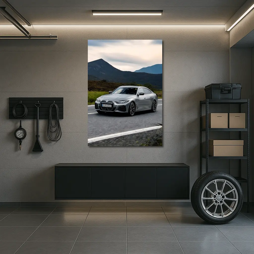 BMW i4 Gran Coupe Gray Mountain Road Drive – Wall Art
