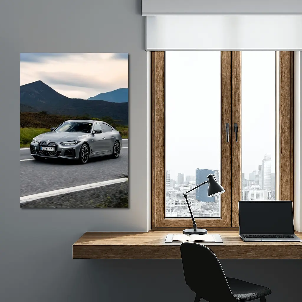 BMW i4 Gran Coupe Gray Mountain Road Drive – Wall Art