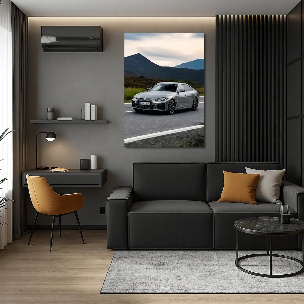 BMW i4 Gran Coupe Gray Mountain Road Drive – Wall Art