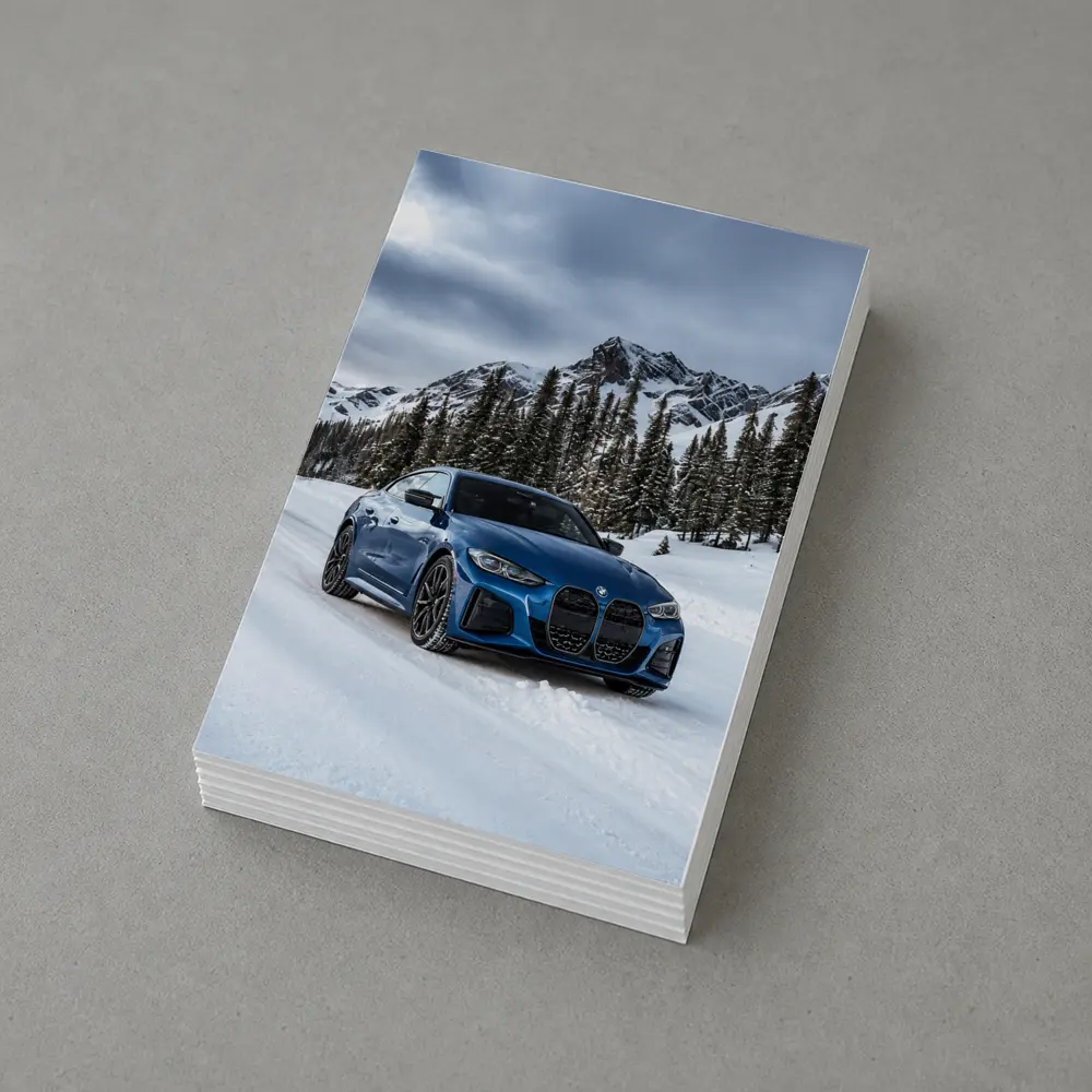 BMW i4 M50 Blue Snow Mountain Road – Postcards