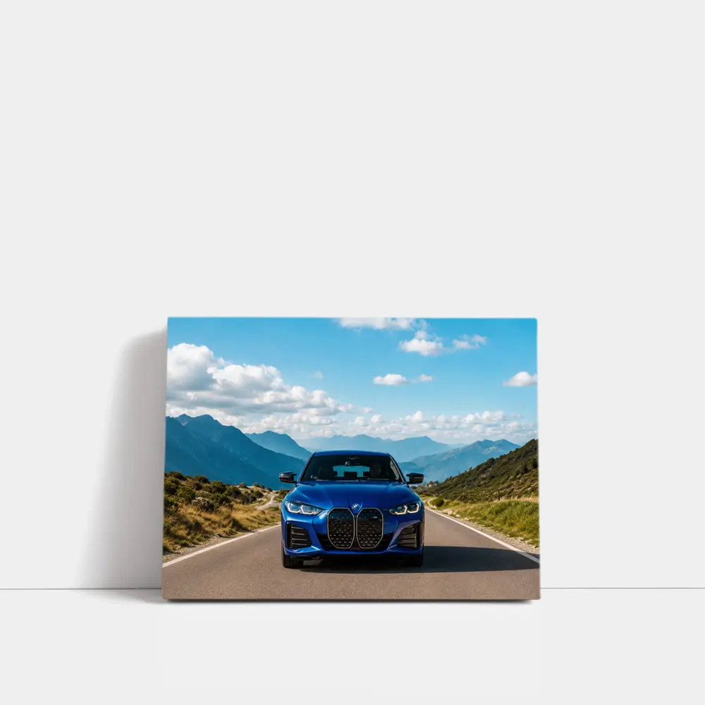 BMW i4 Blue Front Mountain Road – Wall Art
