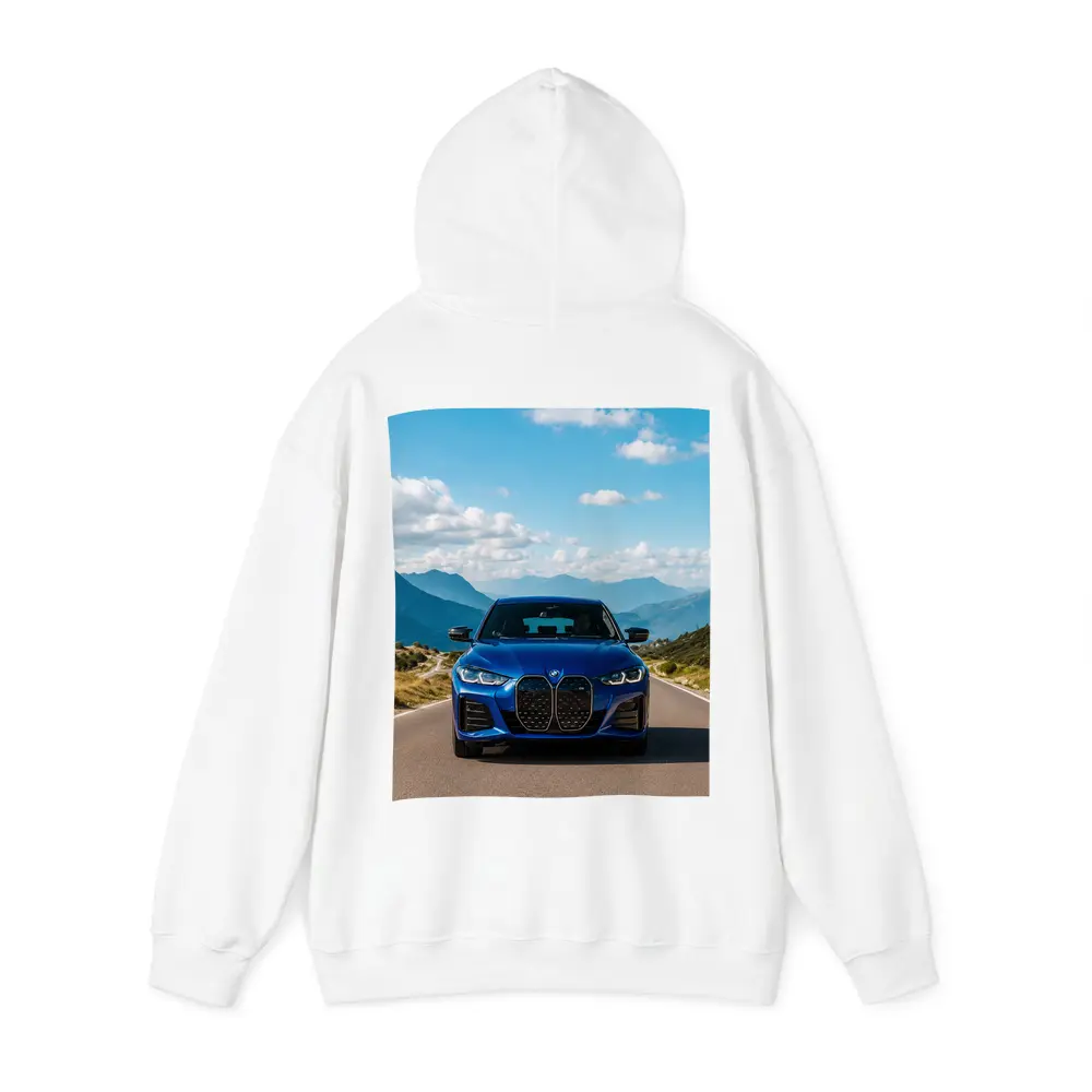 BMW i4 Blue Front Mountain Road – Hoodies