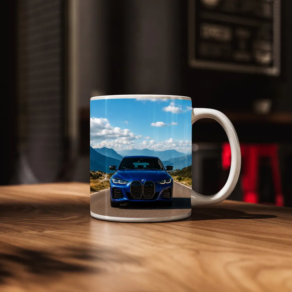 BMW i4 Blue Front Mountain Road – Mugs