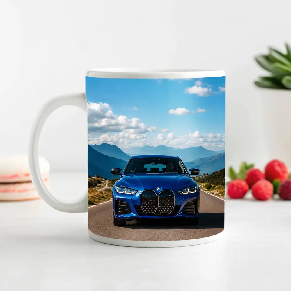 BMW i4 Blue Front Mountain Road – Mugs