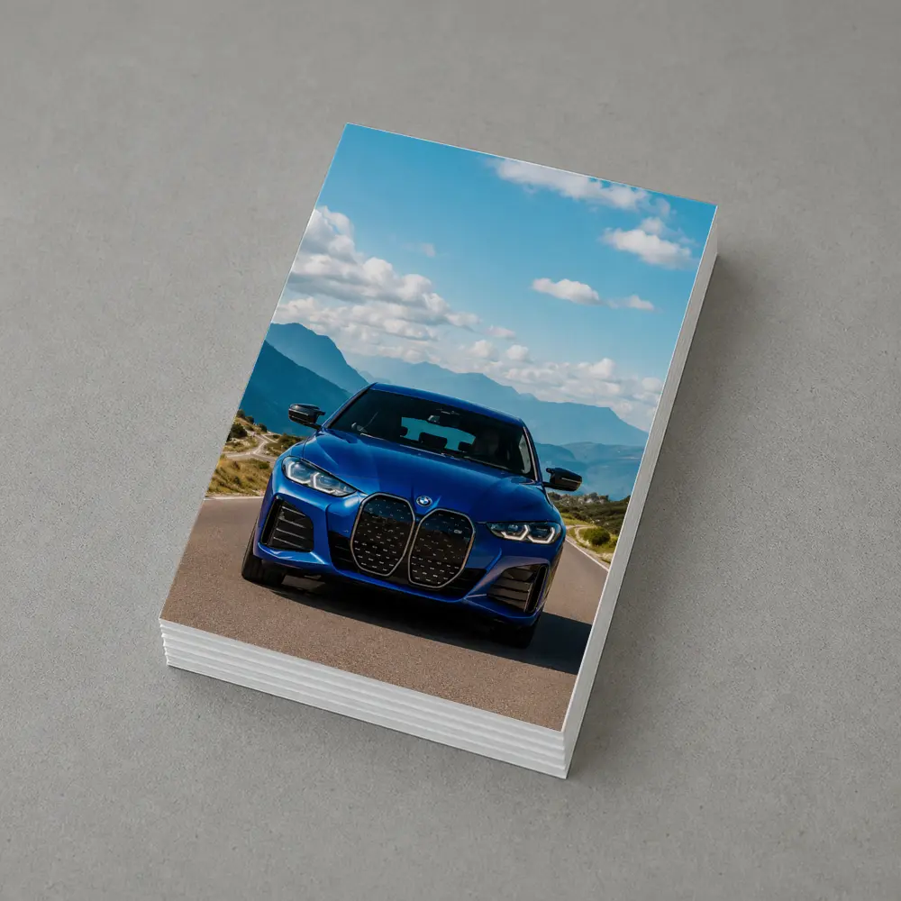 BMW i4 Blue Front Mountain Road – Postcards