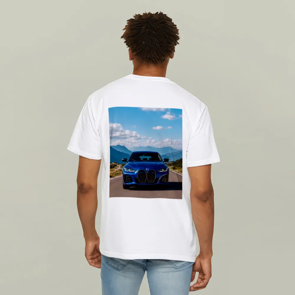 BMW i4 Blue Front Mountain Road – T-Shirts