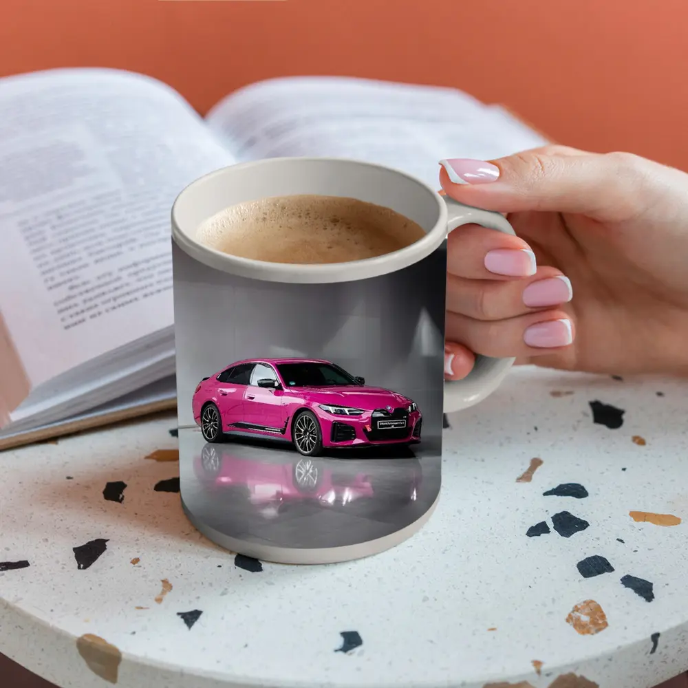 Pink BMW i4 M50 Studio Showroom – Mugs