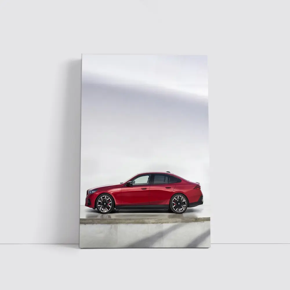BMW i5 M60 Red Sedan Studio Shot – Wall Art