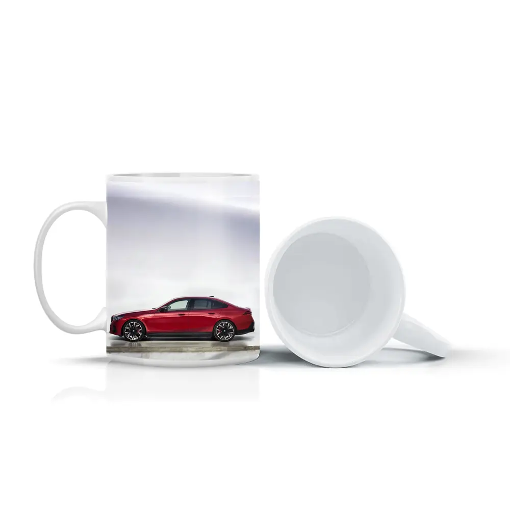 BMW i5 M60 Red Sedan Studio Shot – Mugs