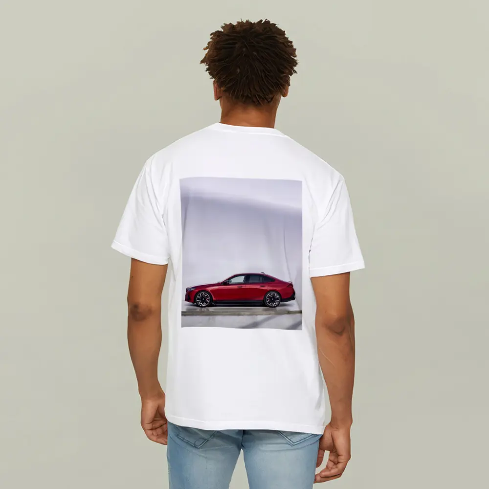 BMW i5 M60 Red Sedan Studio Shot – T-Shirts
