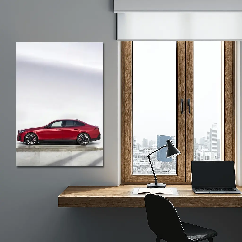 BMW i5 M60 Red Sedan Studio Shot – Wall Art