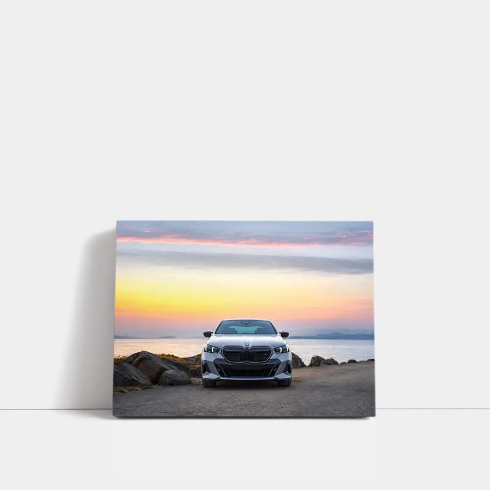 BMW i5 M60 Sedan Coastal Sunset View – Wall Art