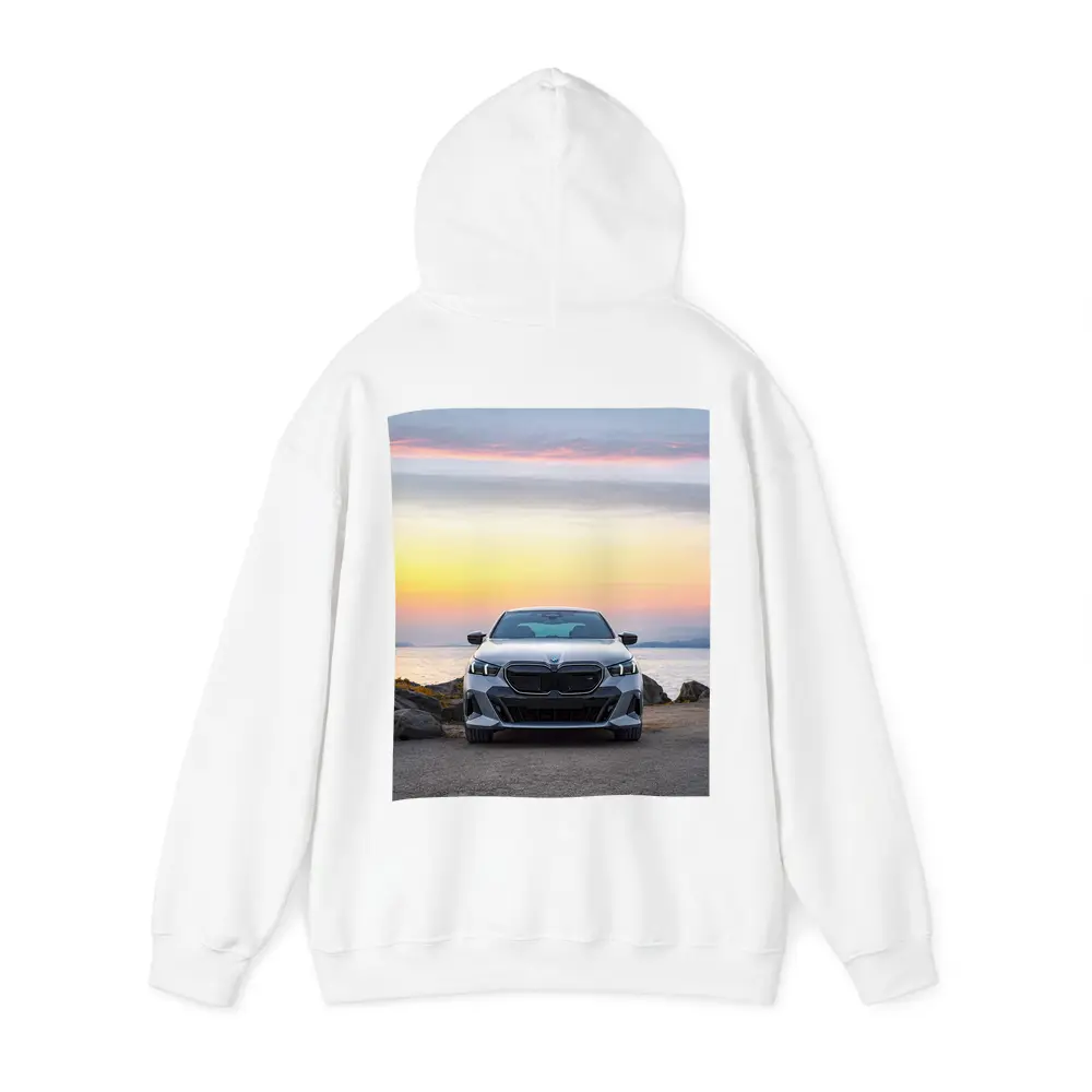 BMW i5 M60 Sedan Coastal Sunset View – Hoodies