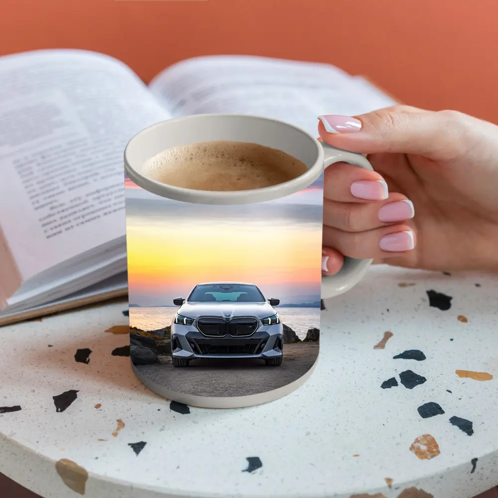 BMW i5 M60 Sedan Coastal Sunset View – Mugs