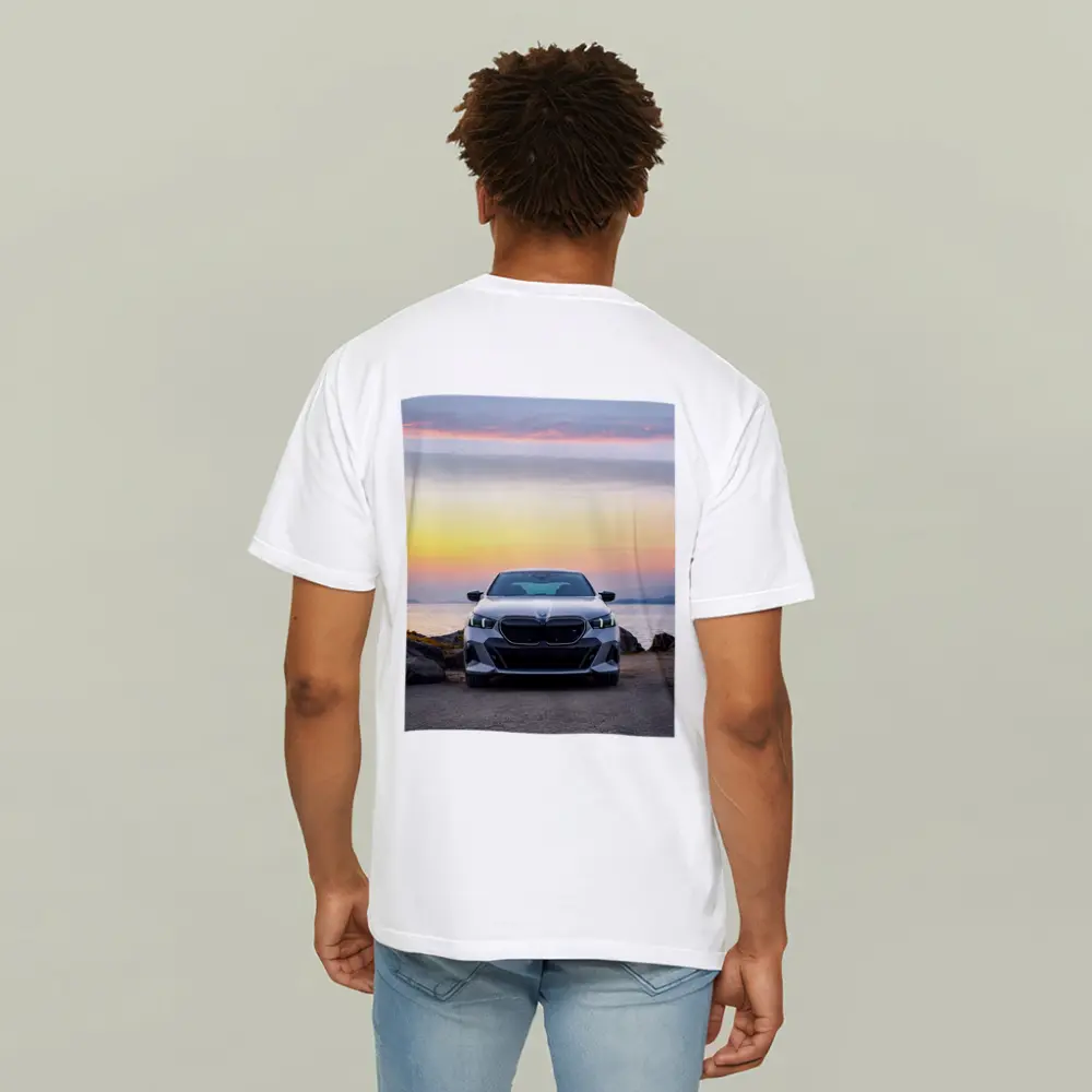 BMW i5 M60 Sedan Coastal Sunset View – T-Shirts