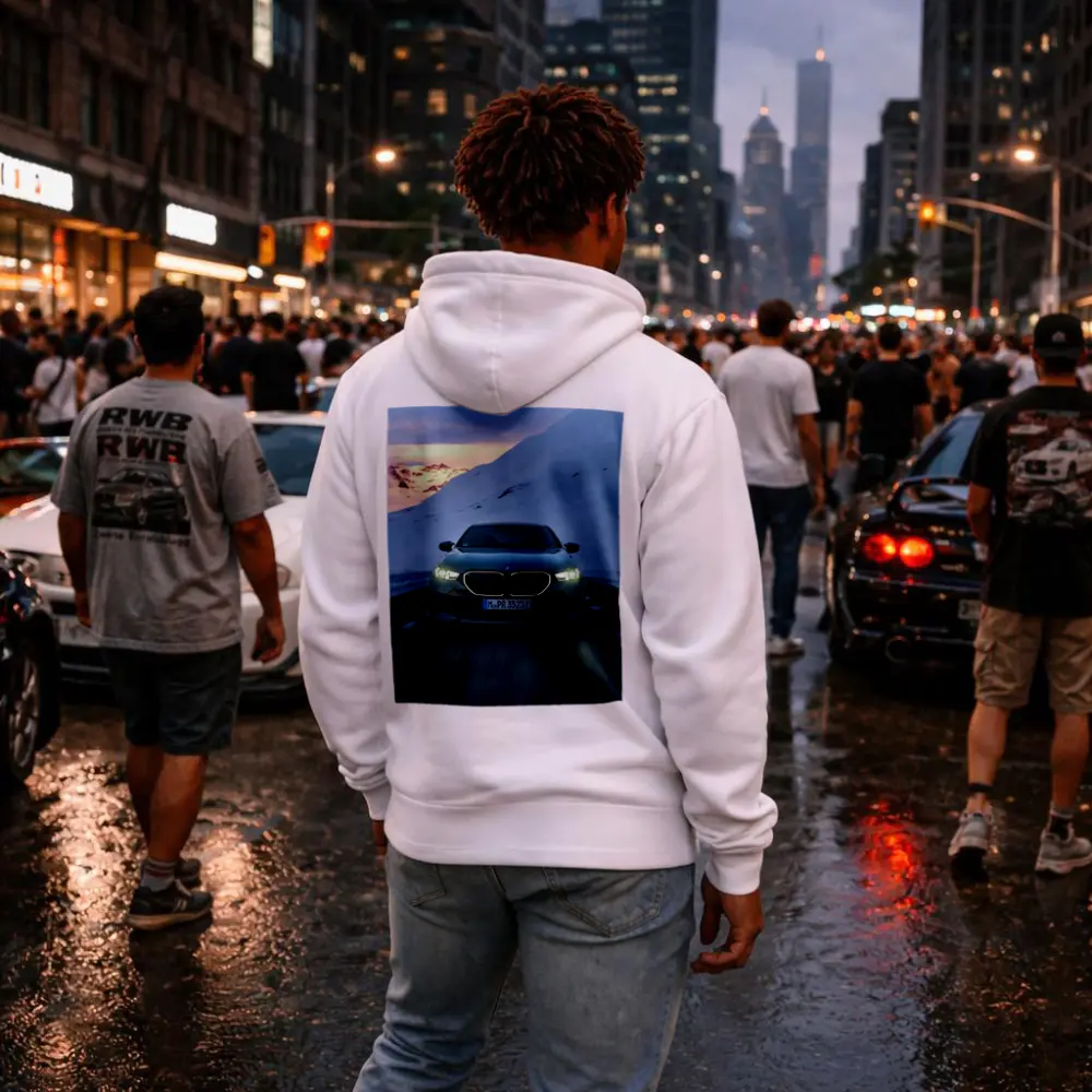 BMW i5 M60 Sedan Snowy Mountain Road – Hoodies